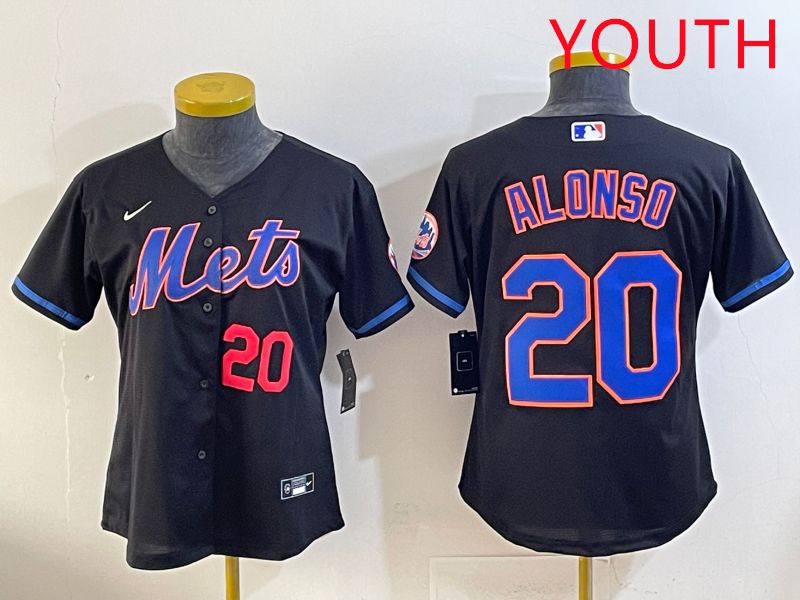 Youth 2025 New York Mets 20 Alonso Black Game Nike MLB Jersey style 3